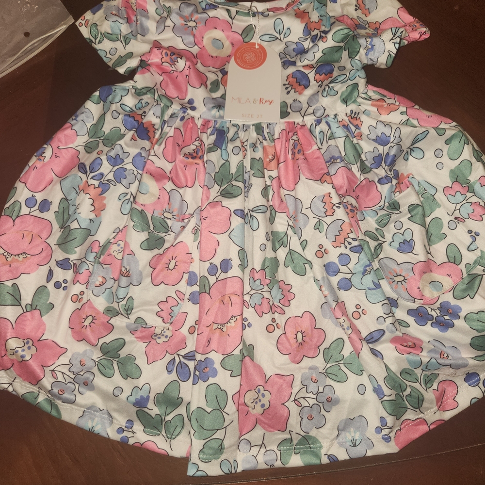Mila & Rose Pink Floral Cotton Kids' Casual Dress